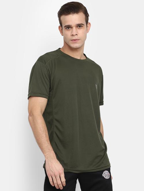 solid olive green round neck t-shirt - 20672437 - Very Small Image - 1
