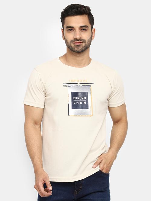 off white chest printed casual t-shirt - 20672533 - Very Small Image - 1