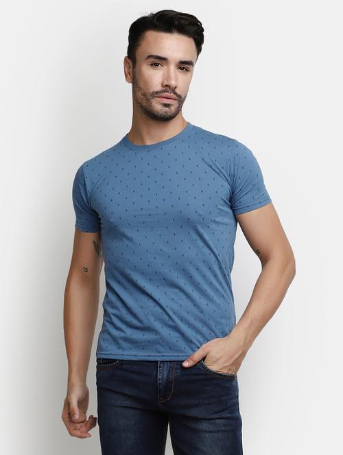 light blue printed detailed casual t-shirt - 20672632 - Very Small Image - 1