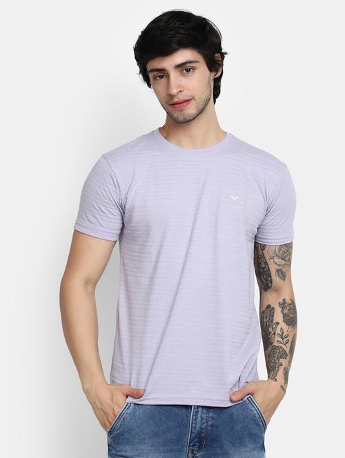 lavender self design detailed casual t-shirt - 20672666 - Very Small Image - 1