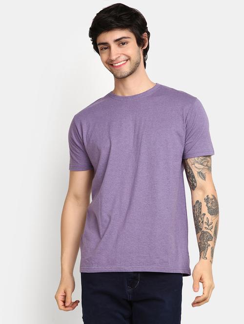 solid purple cotton casual t-shirt - 20672723 - Very Small Image - 1