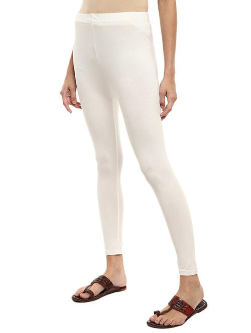 off white cotton lycra churidars & leggings - 20674960 - Very Small Image - 1