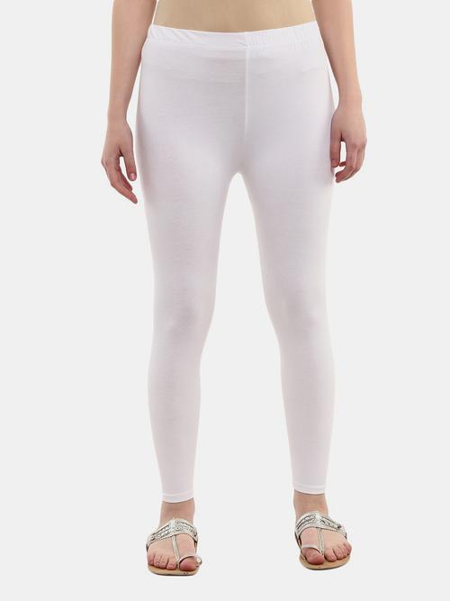 off white cotton lycra churidars & leggings - 20674998 - Very Small Image - 1