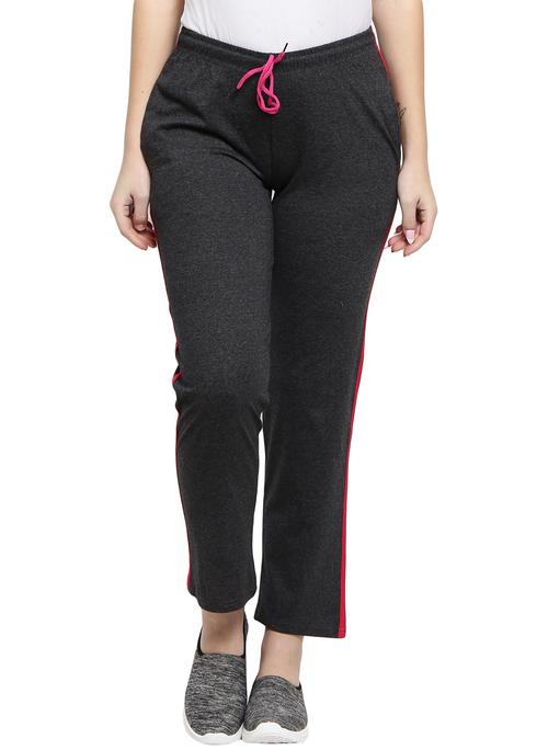 charcoal melange poly cotton single jersey track pants - 20680129 - Very Small Image - 1