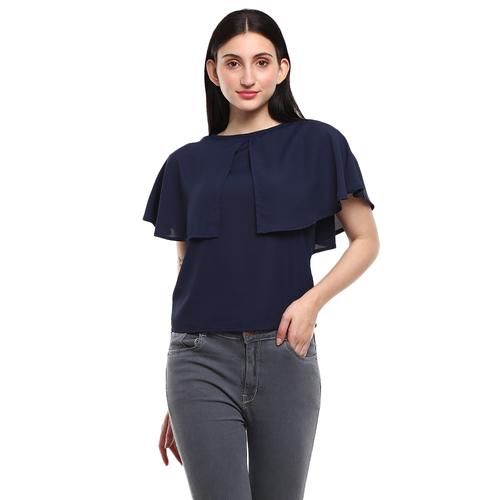 navy blue georgette top - 20681574 - Very Small Image - 1