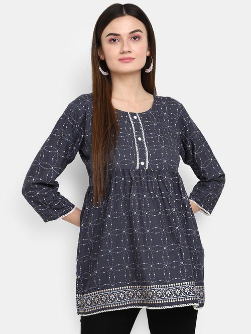 grey rayon regular top - 20681708 - Very Small Image - 1
