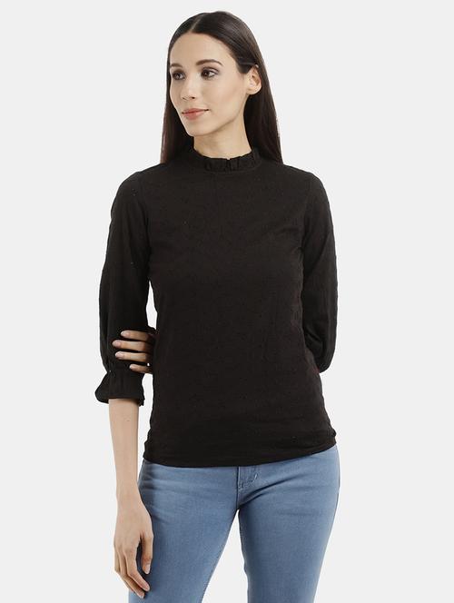women black embroidered regular top - 20681817 - Very Small Image - 1