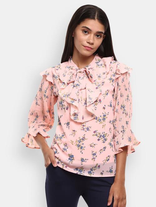 women pink floral print regular top - 20681830 - Very Small Image - 1