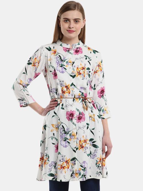 women floral printed a line top - 20681842 - Very Small Image - 1