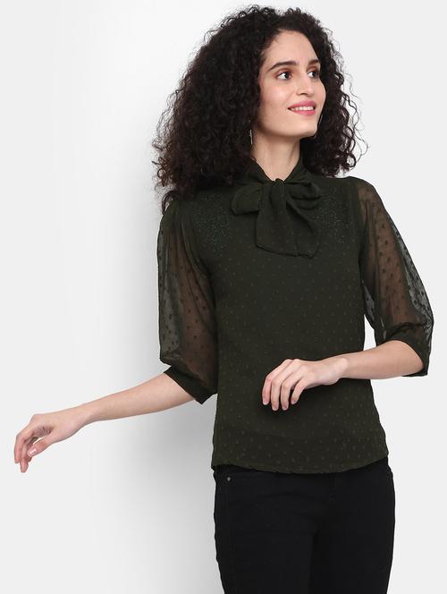 women tie up neck top - 20681981 - Very Small Image - 1