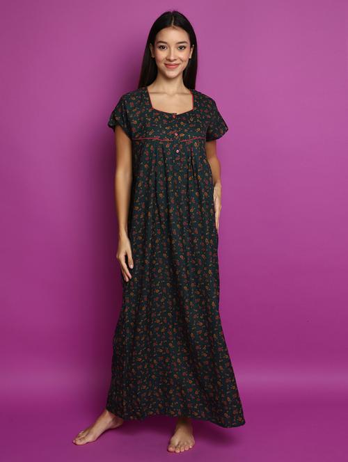 green cotton nighty sleepshirts & - 20682902 - Very Small Image - 1