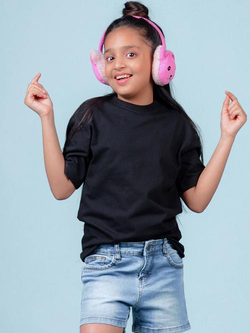 kids solid black round neck t-shirt - 20683064 - Very Small Image - 1