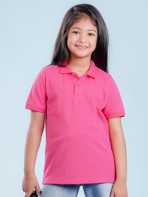 kids solid pink polo t-shirt - 20683076 - Very Small Image - 1
