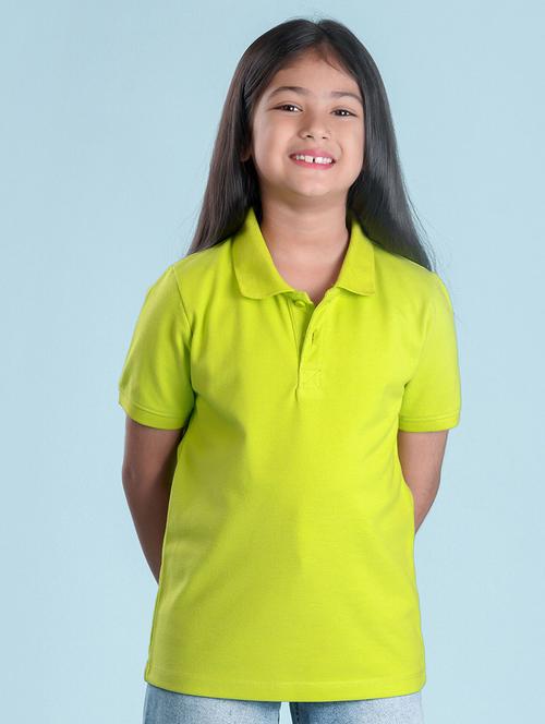kids solid green polo t-shirt - 20683082 - Very Small Image - 1