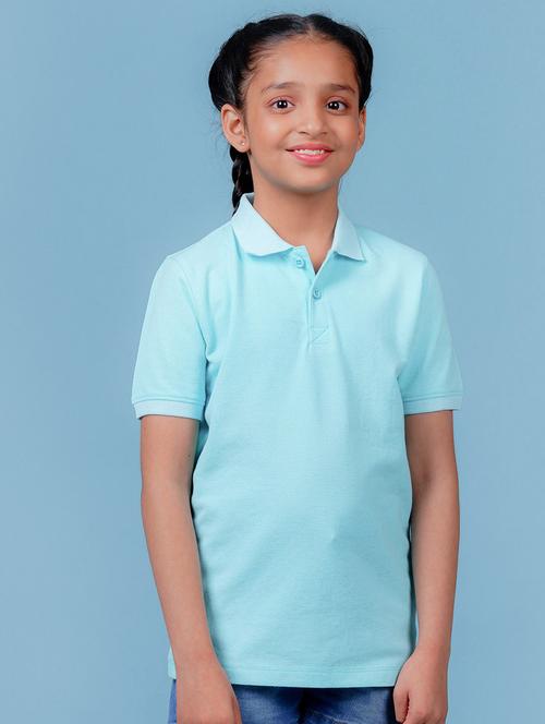 kids solid light blue polo t-shirt - 20683084 - Very Small Image - 1