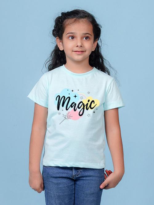 kids blue front print round neck t-shirt - 20683092 - Very Small Image - 1