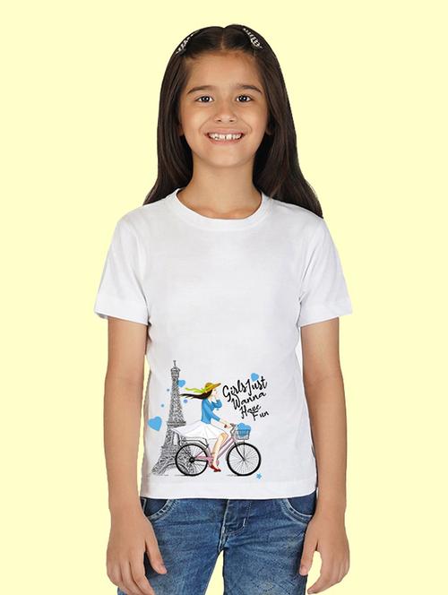 girls graphic printed round neck regular tee - 20683093 - Very Small Image - 1