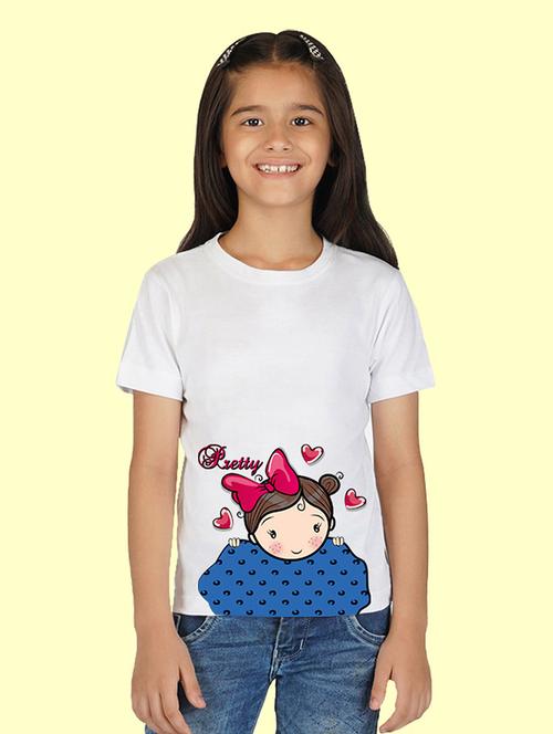 girls graphic printed round neck regular tee - 20683101 - Very Small Image - 1