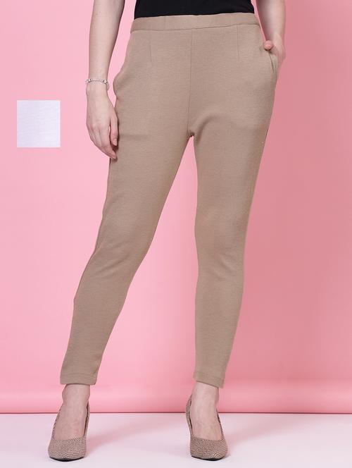 pack of 2 women solid flat front pant - 20683288 - Very Small Image - 1