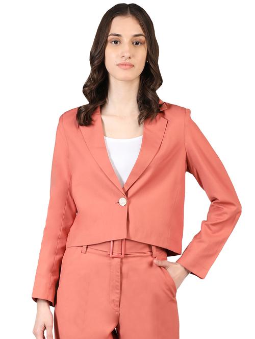 rsolid orange casual crop blazer - 20683749 - Very Small Image - 1