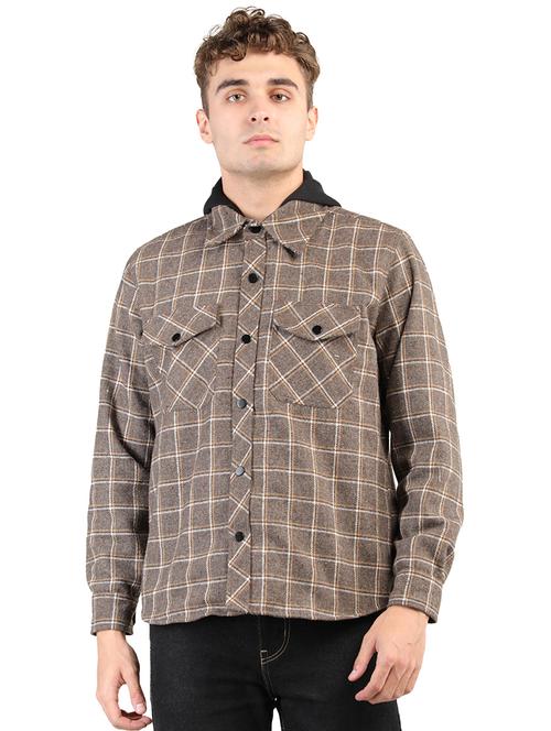 brown checkered casual jacket - 20683767 - Very Small Image - 1