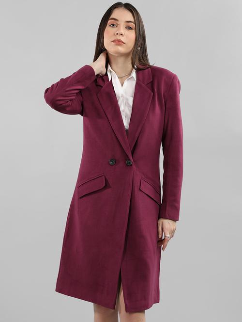 solid maroon longline overcoat - 20683811 - Very Small Image - 1