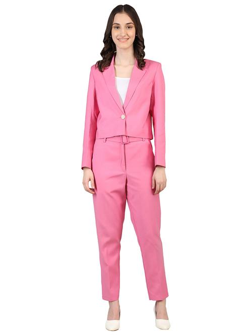 solid pink crop casual blazer - 20683830 - Very Small Image - 1