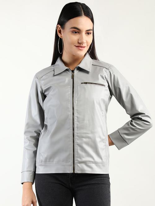 solid grey polyester jacket - 20683871 - Very Small Image - 1