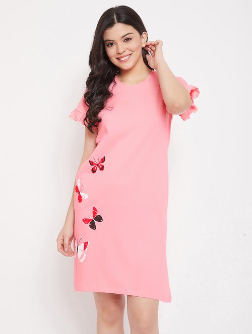 women pink graphic printed night dress - 20684140 - Very Small Image - 1