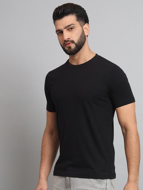 black cotton blend plain tshirt - 20684192 - Very Small Image - 1