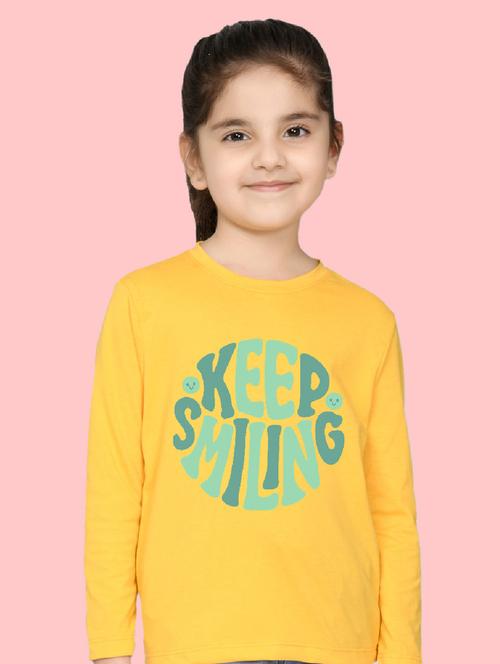 girls round neck typographic printed tees - 20684503 - Very Small Image - 1