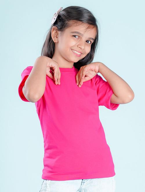 kids pink back print round neck t-shirt - 20684571 - Very Small Image - 1