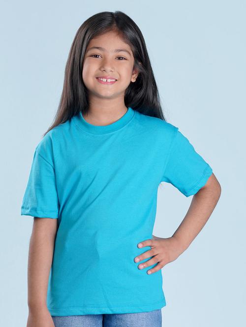 kids blue back print round neck t-shirt - 20684613 - Very Small Image - 1