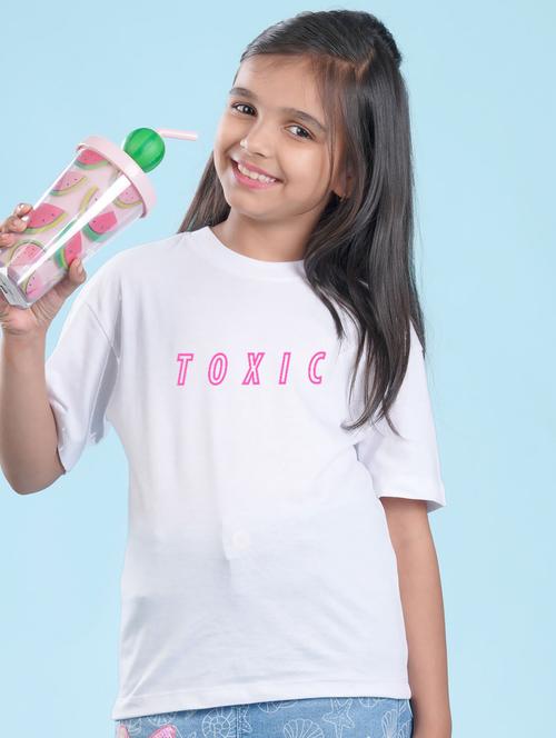 kids white printed round neck t-shirt - 20684628 - Very Small Image - 1