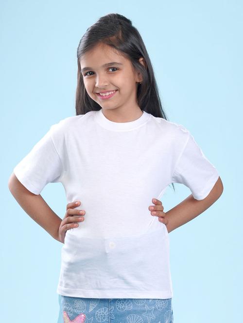 kids white back print round neck t-shirt - 20684636 - Very Small Image - 1