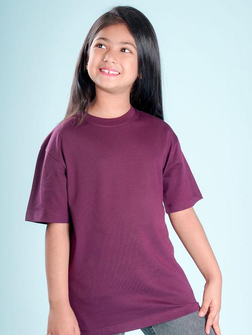 kids purple back print round neck t-shirt - 20684638 - Very Small Image - 1