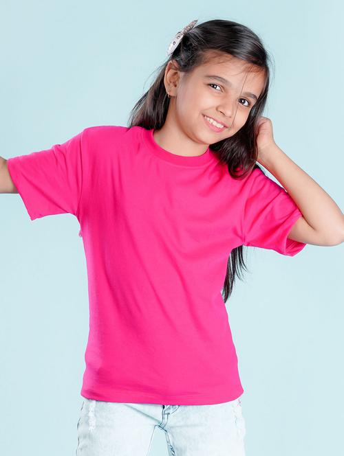kids pink back print round neck t-shirt - 20684640 - Very Small Image - 1