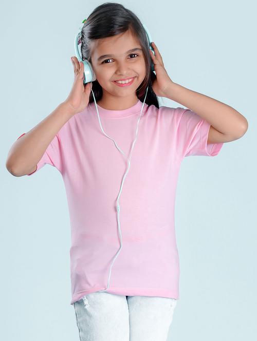 kids pink back print round neck t-shirt - 20684642 - Very Small Image - 1