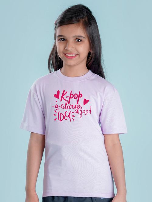 girls typographic printed round neck regular tee - 20684654 - Very Small Image - 1