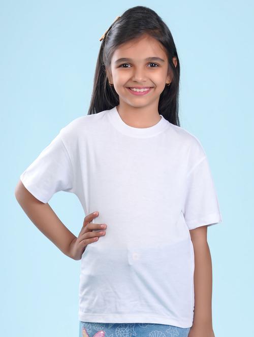 kids white back print round neck t-shirt - 20684655 - Very Small Image - 1