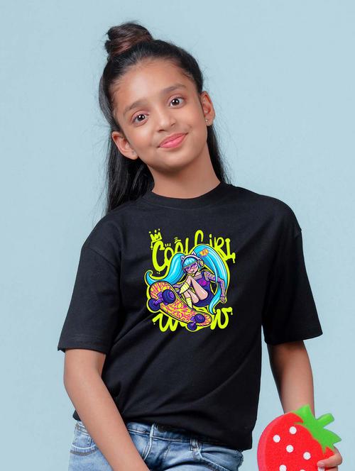 girls graphic printed round neck regular tee - 20684673 - Very Small Image - 1