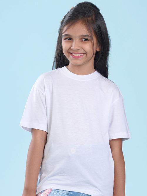 kids white back print round neck t-shirt - 20684684 - Very Small Image - 1