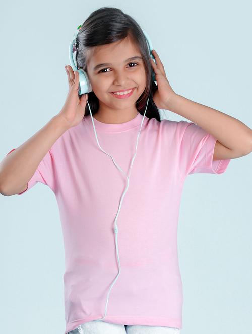 kids pink back print round neck t-shirt - 20684687 - Very Small Image - 1
