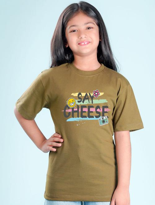 girls olive cotton graphic tee - 20684699 - Very Small Image - 1