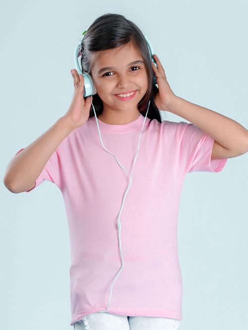 kids pink back print round neck t-shirt - 20684710 - Very Small Image - 1
