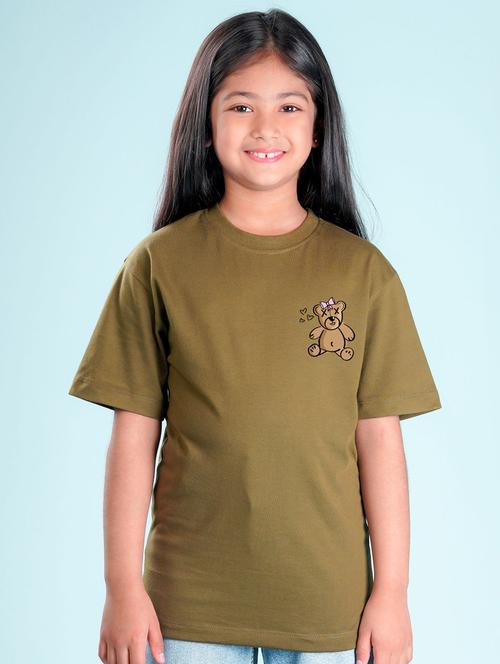 kids green placement print round neck t-shirt - 20684718 - Very Small Image - 1