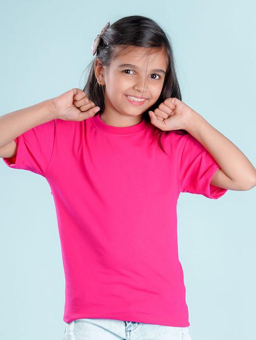 kids pink back print round neck t-shirt - 20684728 - Very Small Image - 1