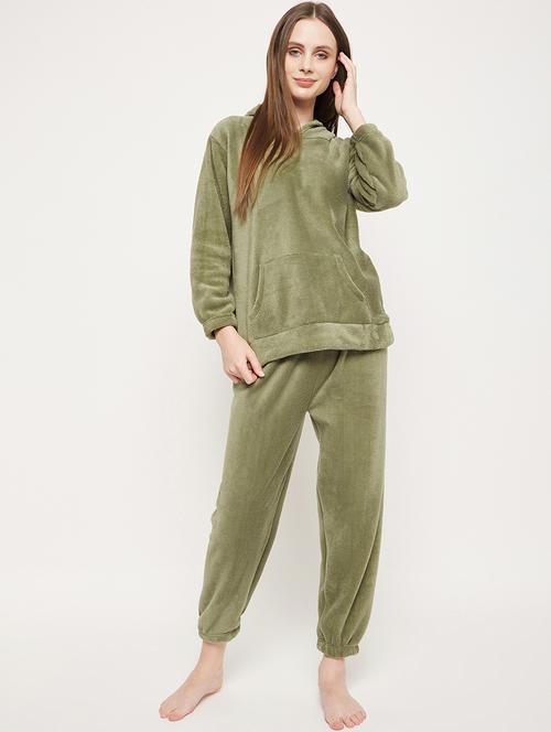 olive solid pyjama set nightwear - 20685072 - Very Small Image - 1