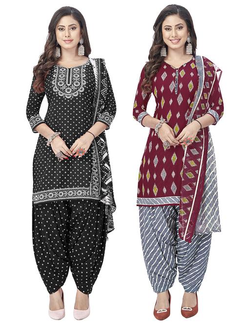 women multi color pack of 2 printed unstitched suits - 20685501 - Very Small Image - 1
