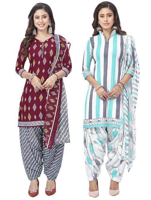 women multi color pack of 2 printed unstitched suits - 20685545 - Very Small Image - 1